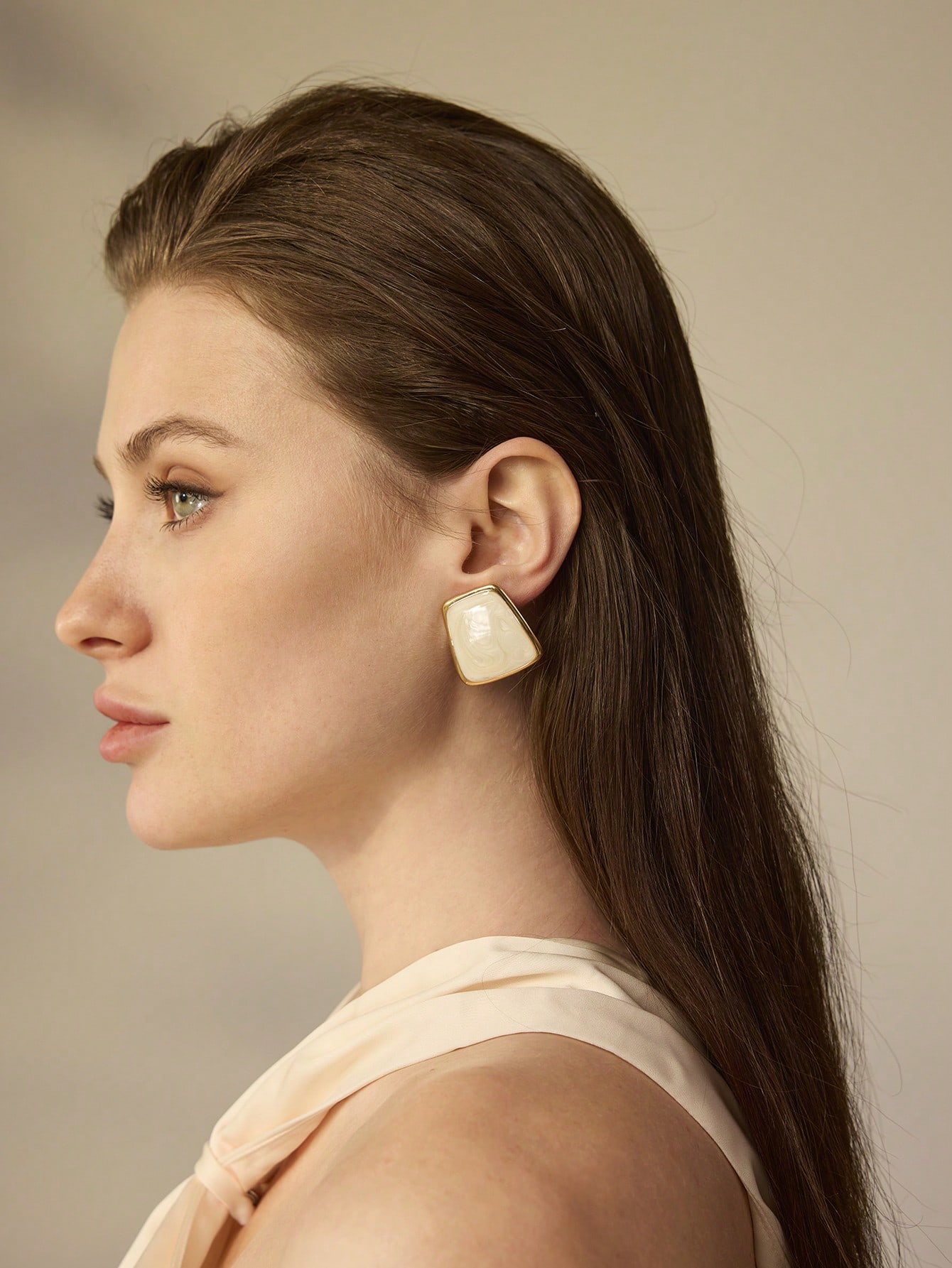 Ivory Square Statement Earrings