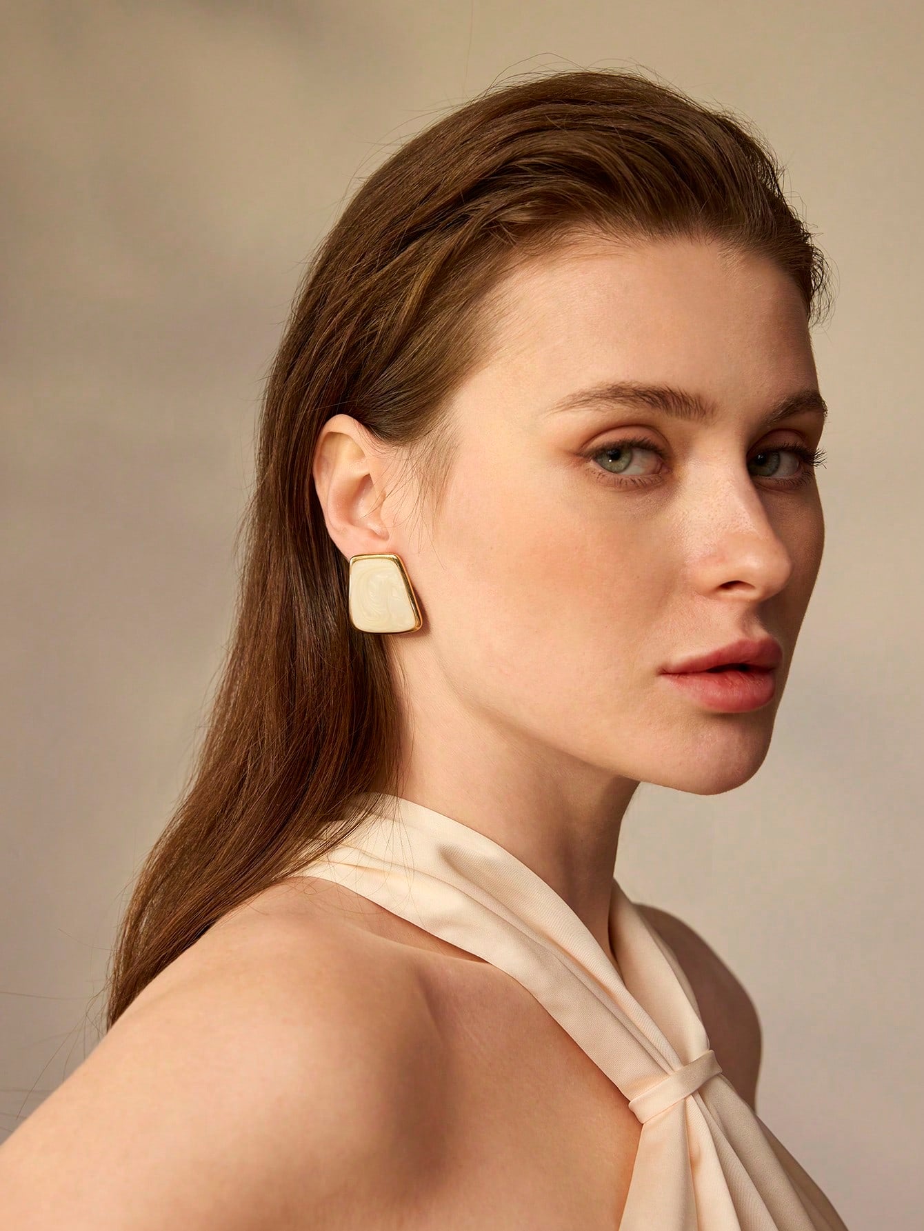 Ivory Square Statement Earrings