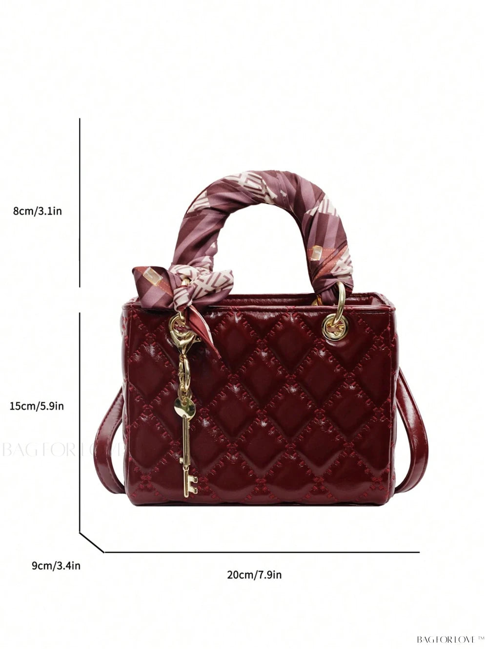 Burgundy Quilted Shoulder Bag