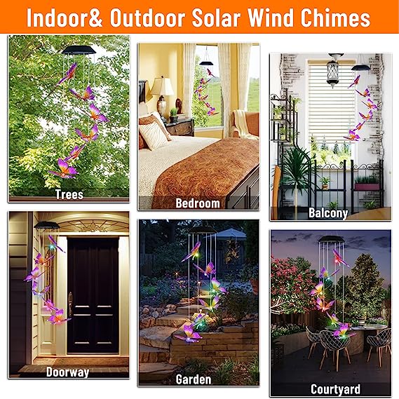 Solar Butterfly Wind Chime Light – Color Changing Outdoor Garden Hanging LED Decor