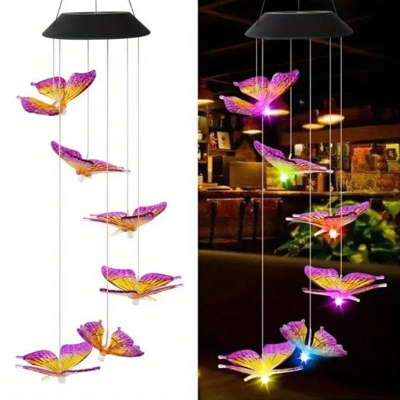Solar Butterfly Wind Chime Light – Color Changing Outdoor Garden Hanging LED Decor
