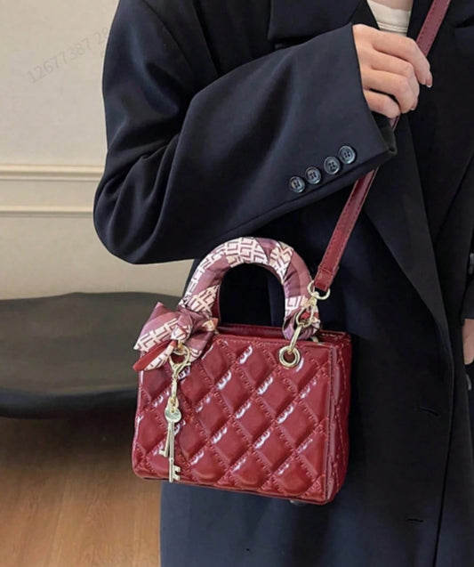 Burgundy Quilted Shoulder Bag