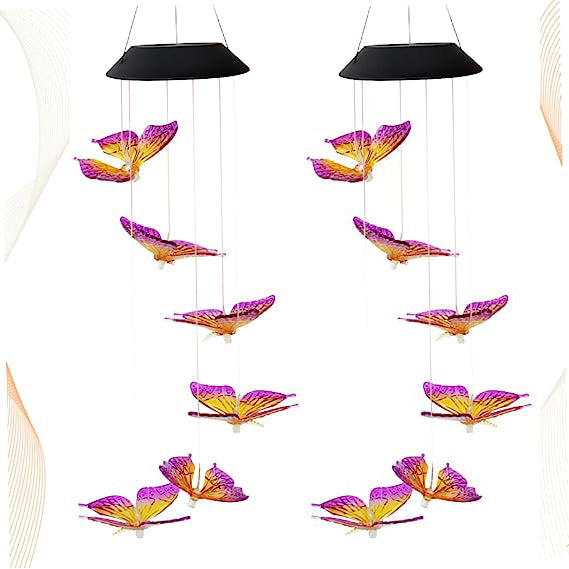 Solar Butterfly Wind Chime Light – Color Changing Outdoor Garden Hanging LED Decor