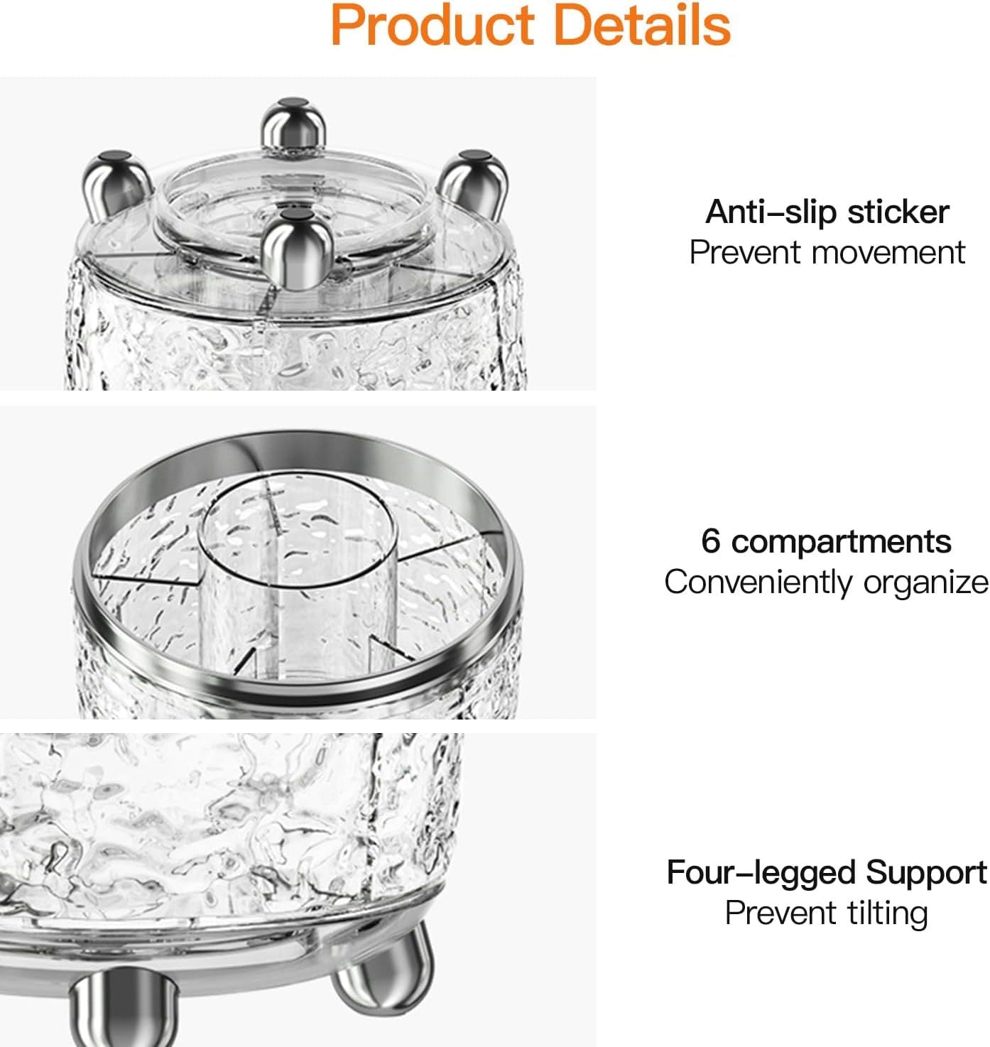 Premium Vanity Makeup Brush Organizer with Protective Dome Cover