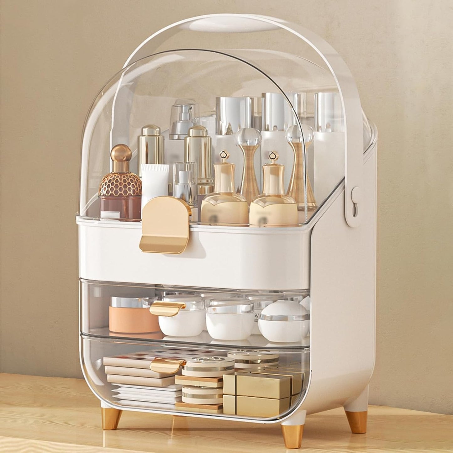 Extra Large Vanity Makeup Organizer With Clear Dust-Proof Cover